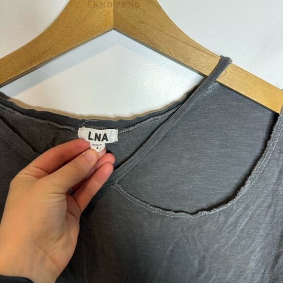 LNA Desert Crew Distressed Washed Gray Cotton T-shirt Size Small - Picture 3 of 5